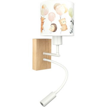Brilagi - Lampă LED de perete flexibilă pentru copii BOBO WOOD 1xE27/25W/230V + LED/3W stejar/alb/cu motive animale