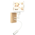 Brilagi - Lampă LED de perete flexibilă pentru copii BOBO WOOD 1xE27/25W/230V + LED/3W stejar/alb/ursuleți
