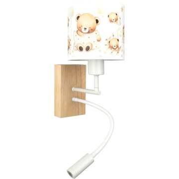 Brilagi - Lampă LED de perete flexibilă pentru copii BOBO WOOD 1xE27/25W/230V + LED/3W stejar/alb/ursuleți
