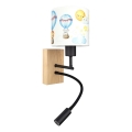 Brilagi - Lampă LED de perete flexibilă pentru copii BOBO WOOD 1xE27/25W/230V + LED/3W stejar/negru/alb/cu motive de animale