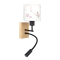 Brilagi - Lampă LED de perete flexibilă pentru copii BOBO WOOD 1xE27/25W/230V + LED/3W stejar/negru/crem/cu iepurași