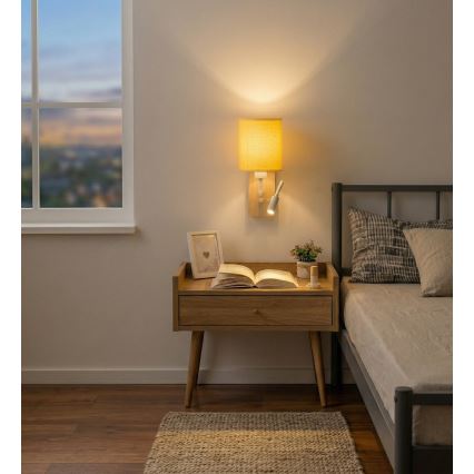 Brilagi - Lampă de perete LED flexibilă NUBILA WOOD 1xE27/25W/230V + LED/3W stejar/alb/galben