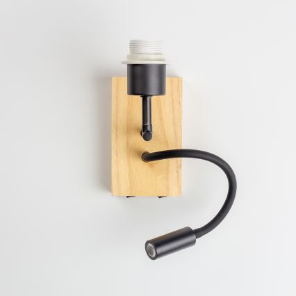Brilagi - NUBILA WOOD Lampă de perete LED flexibilă 1xE27/25W/230V + LED/3W stejar/negru/portocaliu