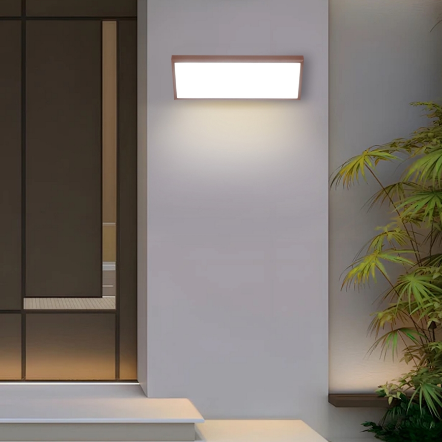 Brilagi - Aplică LED de exterior cu senzor TRIANGLE, 42W, 230V, 45 cm, maro, IP65