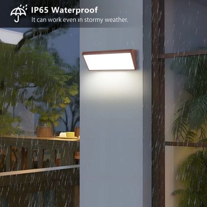 Brilagi - Aplică LED de exterior cu senzor TRIANGLE, 42W, 230V, 45 cm, maro, IP65