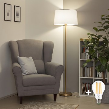 Brilagi - Lampă LED de podea CERIA 1xE27/20W/230V Ø 45 cm alb/auriu
