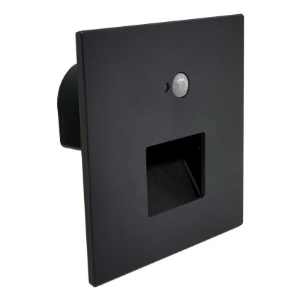 Brilagi - Aplica LED pentru scări JACK LED/3W/230V 3000/4000/6500K IP65 negru, cu senzor de mișcare și crepuscular
