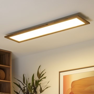Brilagi - Lampă LED de tavan dimabilă SLIMFRAME WOOD LED/58W/230V 124x33,7 cm 3000-6000K maro + telecomandă