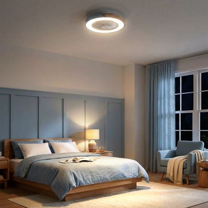 Brilagi - Plafonieră LED dimabilă cu ventilator LED/38W/230V 3000-6500K Ø 50 cm albastru/stejar + telecomandă