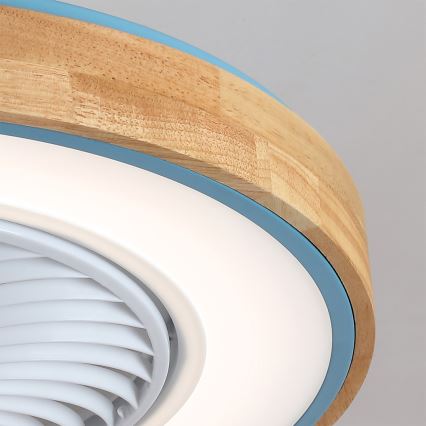 Brilagi - Plafonieră LED dimabilă cu ventilator LED/38W/230V 3000-6500K Ø 50 cm albastru/stejar + telecomandă