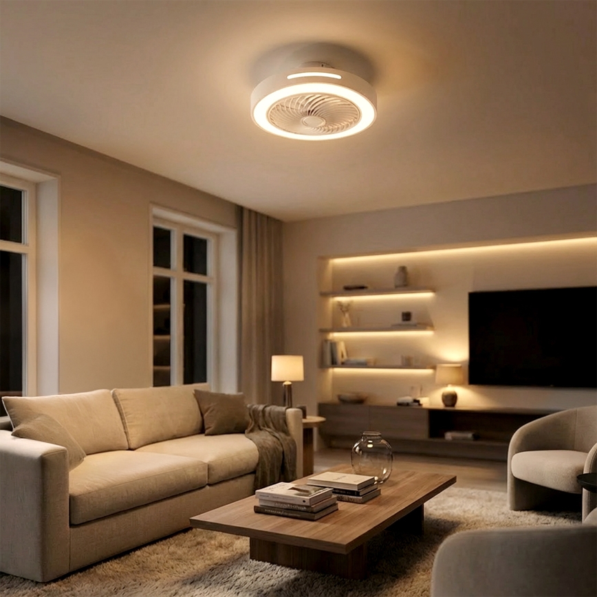 Brilagi - Plafonieră LED dimabilă cu ventilator LED/38W/230V 3000-6500K Ø46 cm albă + telecomandă