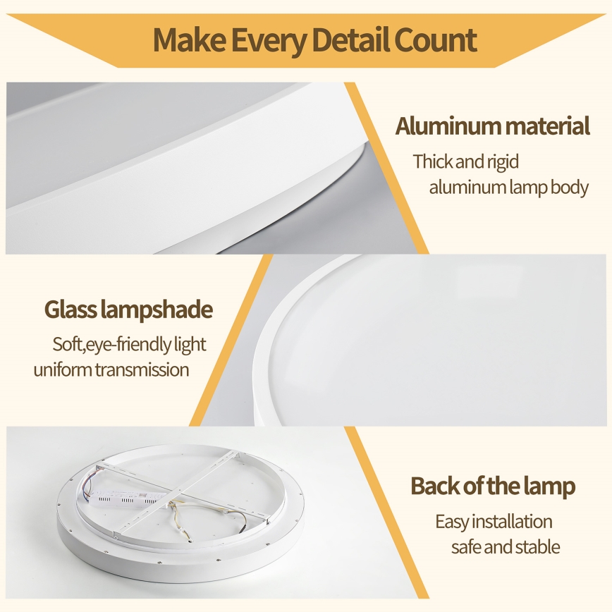 Brilagi - Plafonieră LED dimabilă GLASS POOL DOUBLE LED/48W/230V 3000-6000K 40 cm albă + telecomandă