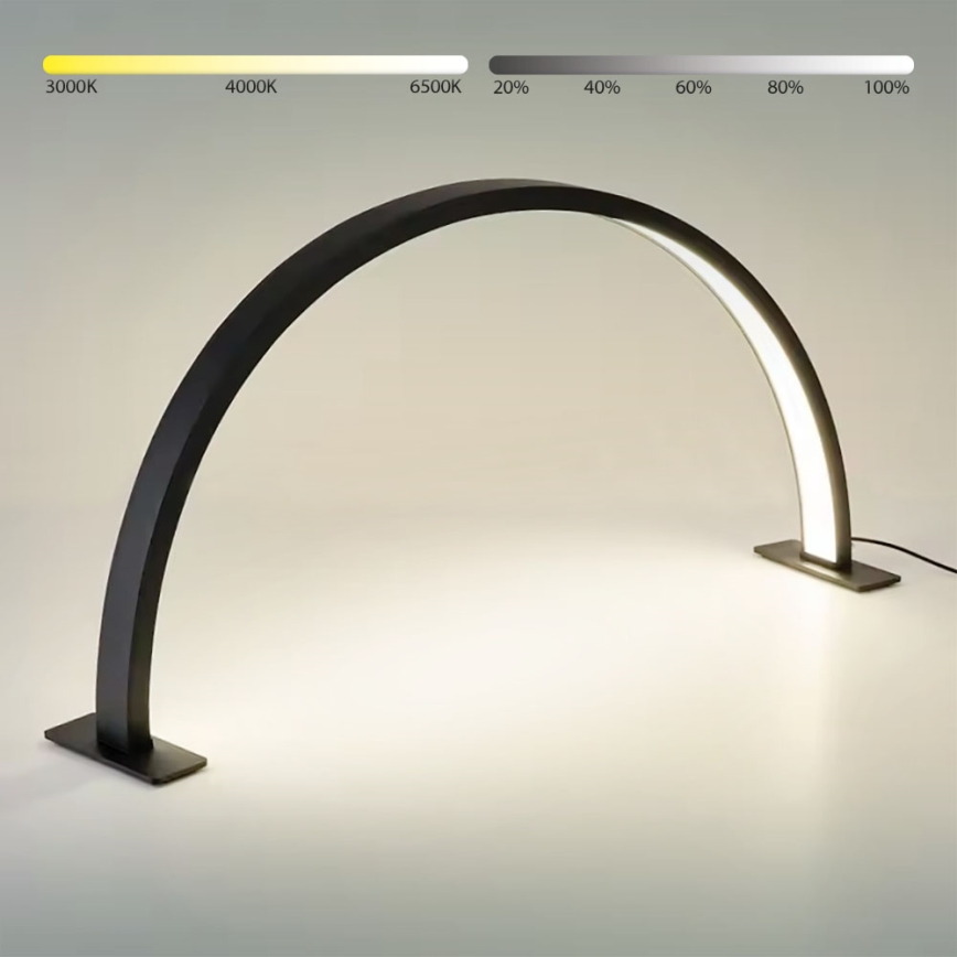 Brilagi - Lampă de birou LED arcuită dimmabilă RADIO LED/30W/24/230V 3000/4000/6500K neagră