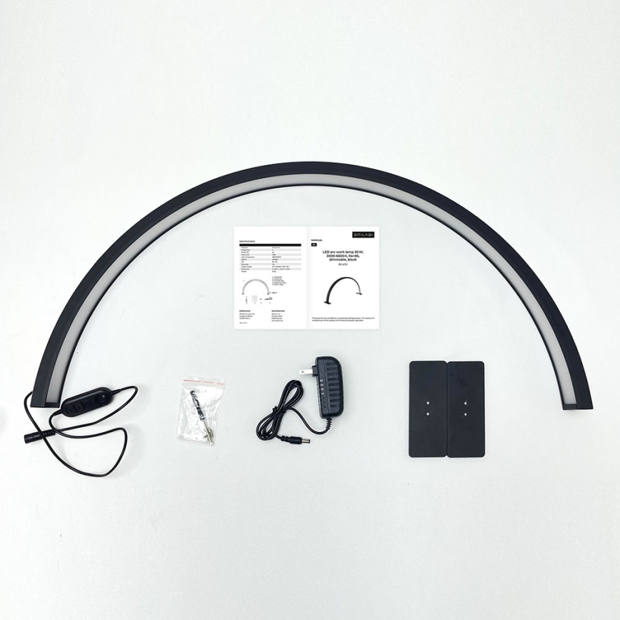 Brilagi - Lampă de birou LED arcuită dimmabilă RADIO LED/30W/24/230V 3000/4000/6500K neagră