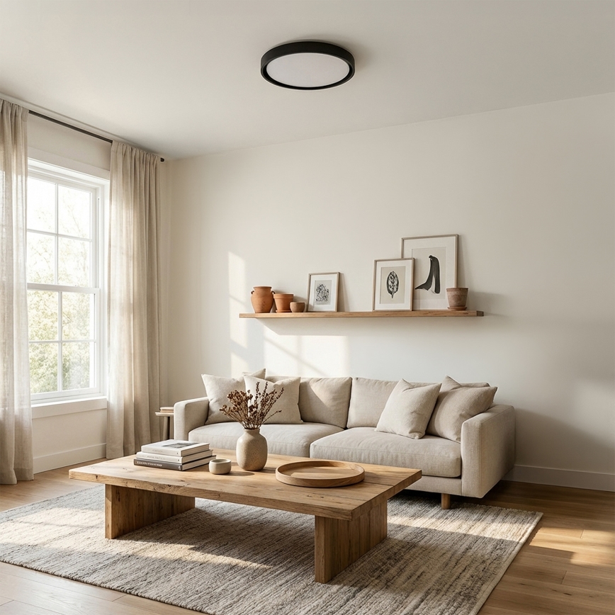 Brilagi - Plafonieră LED dimabilă MATTEO, 48 W, 230 V, 3000–6500 K, Ø 41 cm, negru + telecomandă