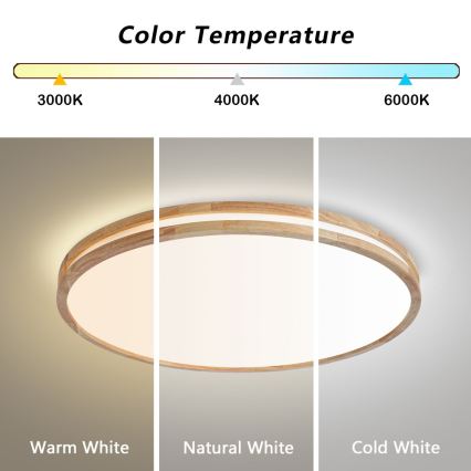 Brilagi - Plafonieră LED dimmabilă MOLINA LED/100W/230V 3000-6000K stejar Ø 80 cm + telecomandă