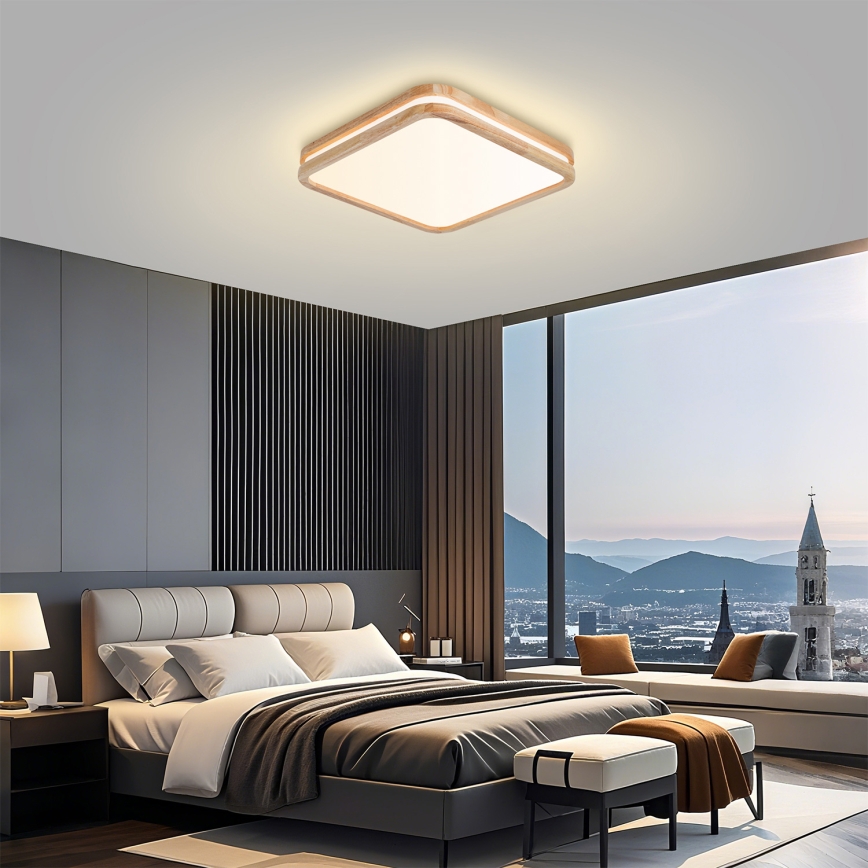 Brilagi - Plafonieră LED dimabilă MOLINA SQUARE LED/48W/230V 3000-6000K stejar 40x40 cm + telecomandă