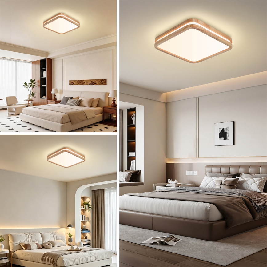 Brilagi - Plafonieră LED dimabilă MOLINA SQUARE LED/48W/230V 3000-6000K stejar 40x40 cm + telecomandă