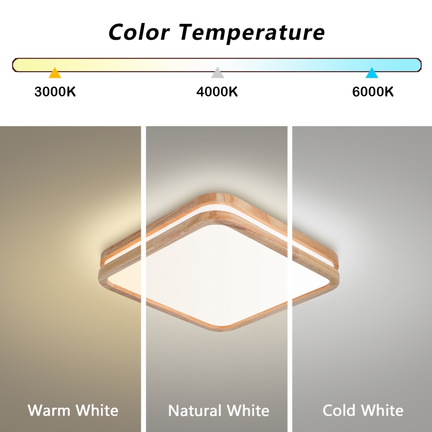 Brilagi - Plafonieră LED dimabilă MOLINA SQUARE LED/48W/230V 3000-6000K stejar 40x40 cm + telecomandă