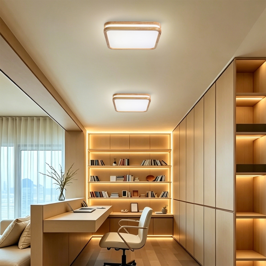 Brilagi - Plafonieră LED dimabilă MOLINA SQUARE LED/48W/230V 3000-6000K stejar 40x40 cm + telecomandă