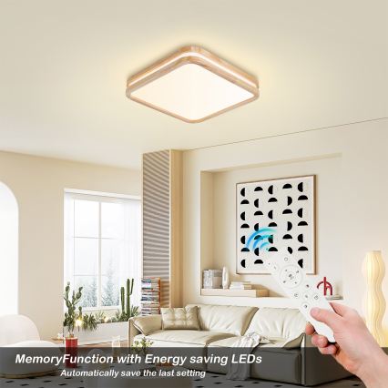 Brilagi - Plafonieră LED dimabilă MOLINA SQUARE LED/48W/230V 3000-6000K stejar 40x40 cm + telecomandă