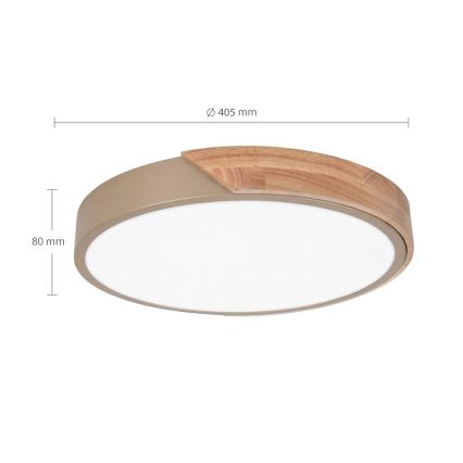 BRILAGI - Plafonieră LED dimabilă PILANA LED/48W/230V 3000-6500K stejar/auriu Ø 40 cm + cu telecomandă