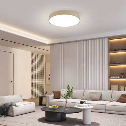 Brilagi - Lampă de tavan LED dimabilă POOL, 60W, 230V, 3000–6000K, diametru 60 cm, bej, cu telecomandă