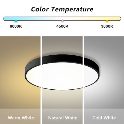 Brilagi - Plafonieră LED dimabilă POOL LED/60W/230V 3000-6000K diam. 60 cm neagră + telecomandă