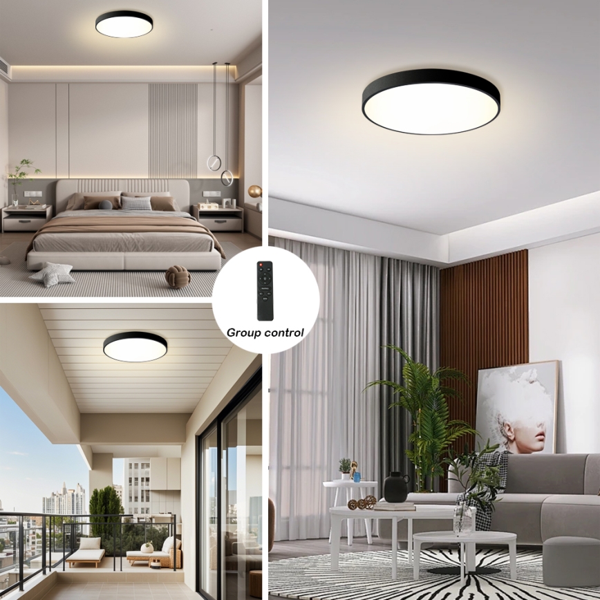 Brilagi - Plafonieră LED dimabilă POOL LED/60W/230V 3000-6000K diam. 60 cm neagră + telecomandă