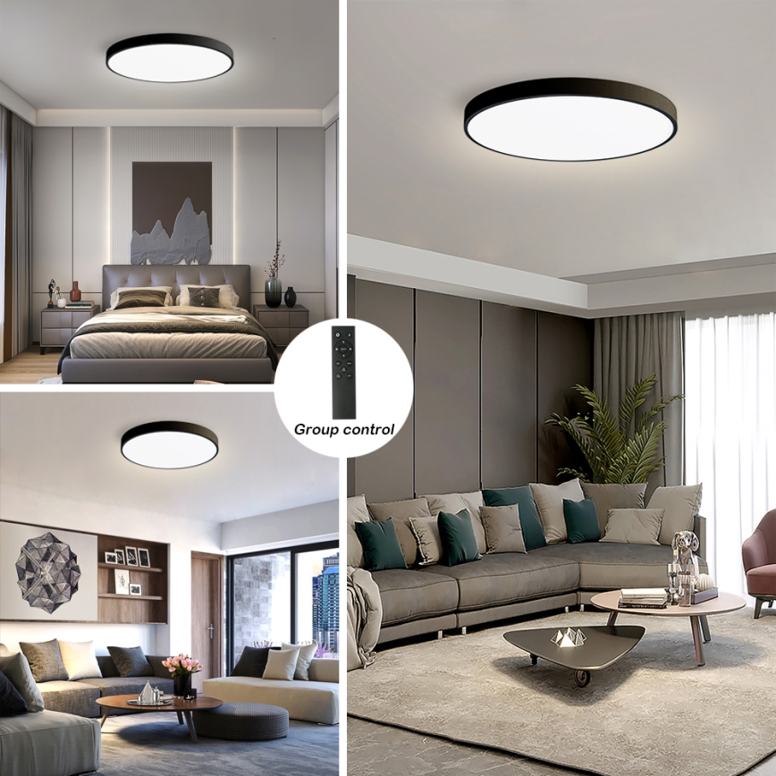 Brilagi - Plafonieră LED dimabilă POOL SMART LED/100W/230V 3000-6000K Ø 80 cm Wi-Fi Tuya neagră + telecomandă