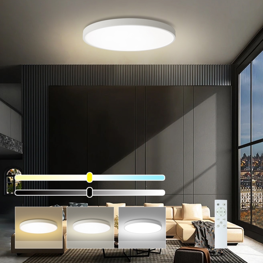 Brilagi - Lampă plafon LED dimabilă POOL SMART, 100W, 230V, 3000–6000K, Ø 80 cm, Wi‑Fi Tuya, albă + telecomandă
