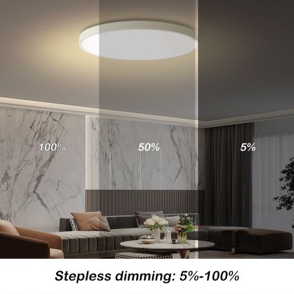 Brilagi - Lampă plafon LED dimabilă POOL SMART, 100W, 230V, 3000–6000K, Ø 80 cm, Wi‑Fi Tuya, albă + telecomandă