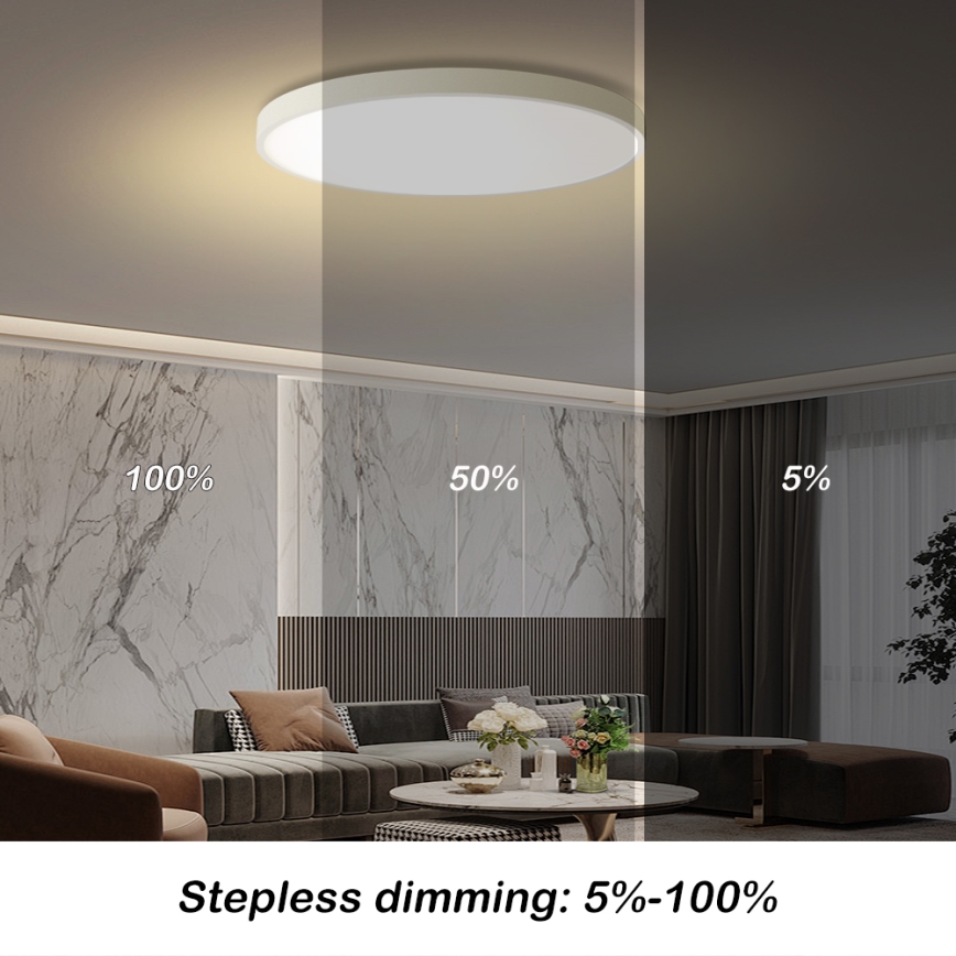 Brilagi - Lampă plafon LED dimabilă POOL SMART, 100W, 230V, 3000–6000K, Ø 80 cm, Wi‑Fi Tuya, albă + telecomandă
