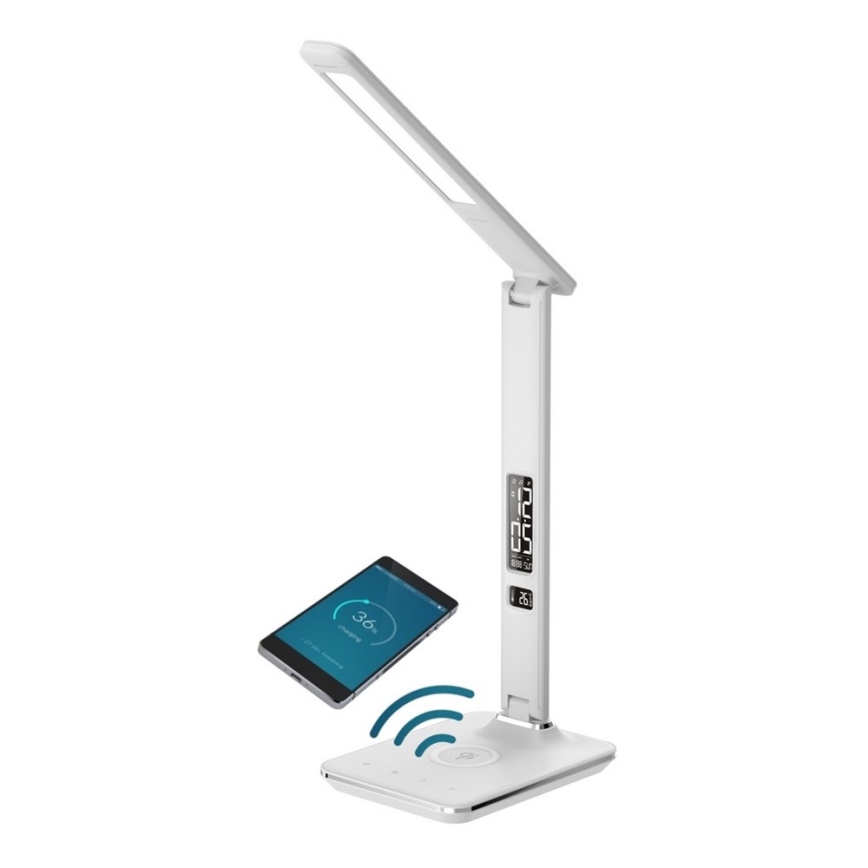 Brilagi - Lampă de birou LED reglabilă cu încărcare wireless QI și USB REGINA LED/8,5W/230V albă