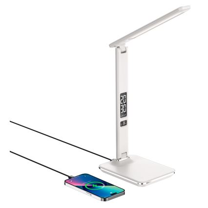 Brilagi - Lampă de birou LED reglabilă cu încărcare wireless QI și USB REGINA LED/8,5W/230V albă