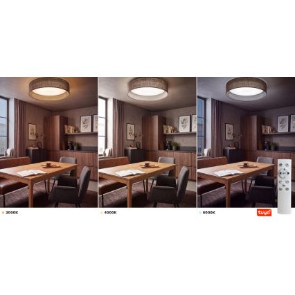 Brilagi - Plafonieră LED dimabilă VELVET SMARTIX LED/24W/230V 3000-6000K, diam. 45 cm, maro, Wi-Fi Tuya Beacon + telecomandă