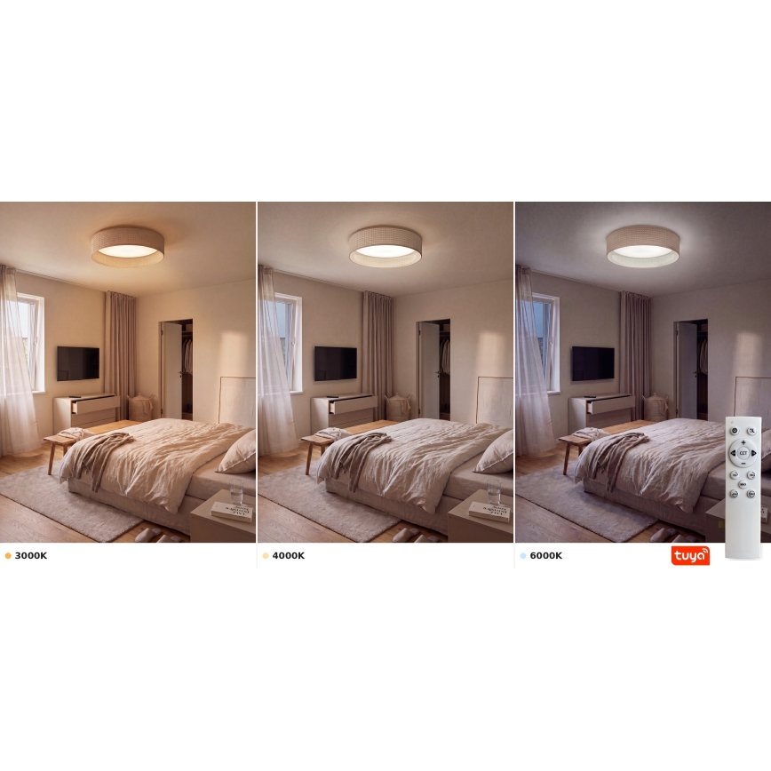 Brilagi - Plafonieră LED reglabilă VELVET SMARTIX LED/36W/230V 3000-6000K diam. 55 cm bej Wi-Fi Tuya Beacon + telecomandă