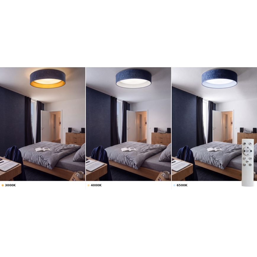 Brilagi - Plafonieră LED dimmabilă VELVET SMART VARI LED/36W/230V 3000-6500K Ø 55 cm, albastru + telecomandă