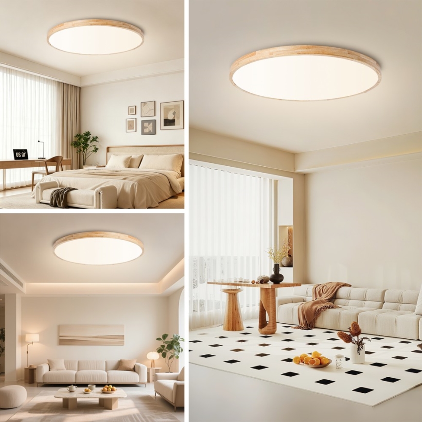 BRILAGI - Plafonieră LED reglabilă WOODLINE LED/128W/230V 3000-6000K stejar, diametru 100 cm + telecomandă