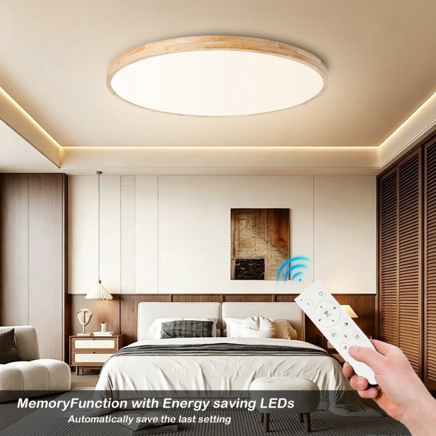 BRILAGI - Plafonieră LED reglabilă WOODLINE LED/128W/230V 3000-6000K stejar, diametru 100 cm + telecomandă