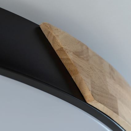 Brilagi - Plafonieră LED dimerizabilă PILANA, 72 W, 230 V, 3000–6500 K, stejar/negru, Ø 80 cm + telecomandă