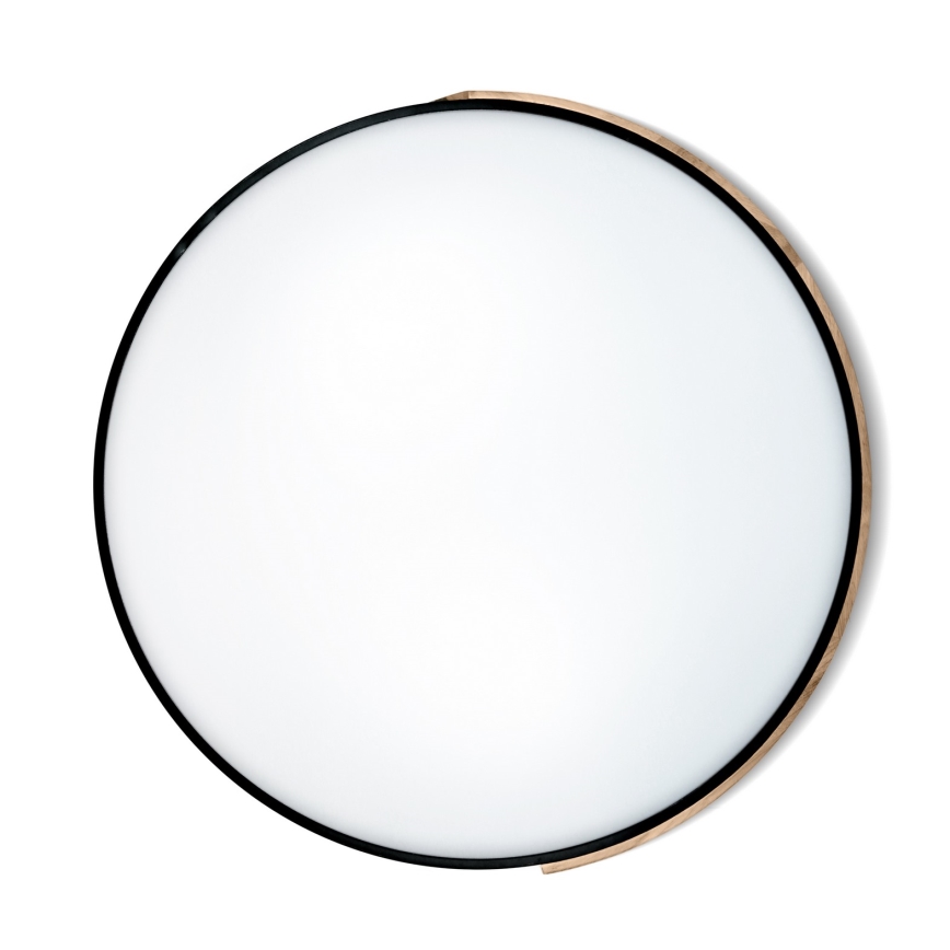 Brilagi - Plafonieră LED dimerizabilă PILANA, 72 W, 230 V, 3000–6500 K, stejar/negru, Ø 80 cm + telecomandă