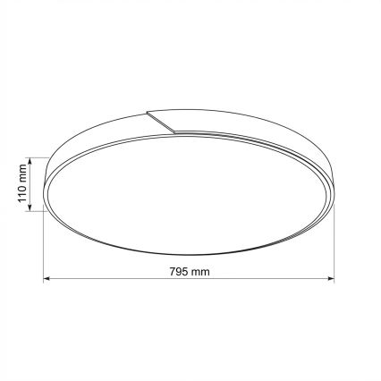 Brilagi - Plafonieră LED dimerizabilă PILANA, 72 W, 230 V, 3000–6500 K, stejar/negru, Ø 80 cm + telecomandă