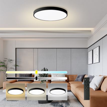 Brilagi POOL SMART - Plafonieră LED dimabilă, 100W/230V, 3000-6000K, diam. 80 cm, Wi-Fi Tuya, neagră + telecomandă