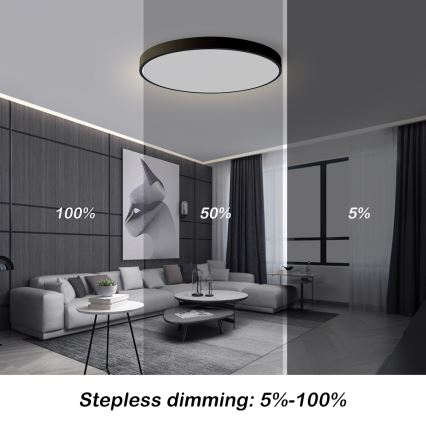 Brilagi POOL SMART - Plafonieră LED dimabilă, 100W/230V, 3000-6000K, diam. 80 cm, Wi-Fi Tuya, neagră + telecomandă