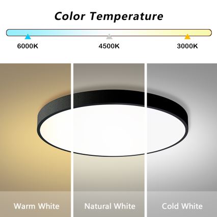 Brilagi POOL SMART - Plafonieră LED dimabilă, 100W/230V, 3000-6000K, diam. 80 cm, Wi-Fi Tuya, neagră + telecomandă