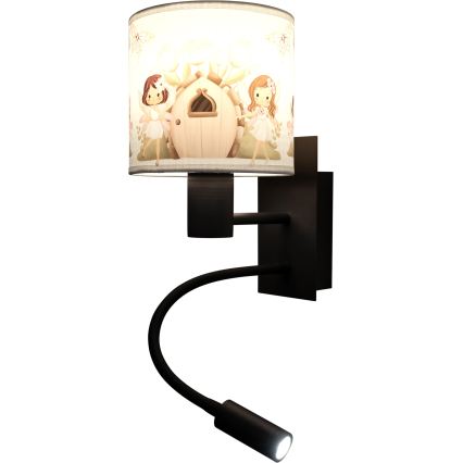 Brilagi - Lampa LED de perete flexibilă pentru copii BOBO 1xE27/25W/230V + LED/3W negru/alb/roz/zâne