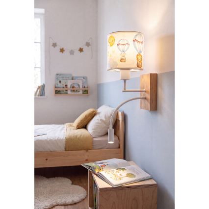 Brilagi - Lampă de perete flexibilă cu LED pentru copii BOBO WOOD 1xE27/25W/230V + LED/3W stejar/alb/cu animale