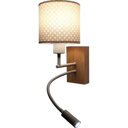 Brilagi - Lampă LED de perete flexibilă pentru copii BOBO WOOD 1xE27/25W/230V + LED/3W stejar/alb/bej/cu buline