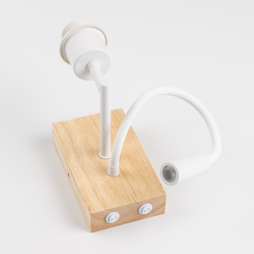 Brilagi - Lampă LED de perete flexibilă pentru copii BOBO WOOD 1xE27/25W/230V + LED/3W stejar/alb/cu motive animale
